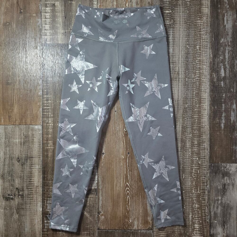 Aerie High Waist Gray Metallic Stars Leggings Size Small